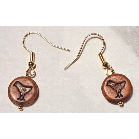 Handmade Czech Glass Bird earrings for women Gold Tone Birds Nature - Picture 2 of 7
